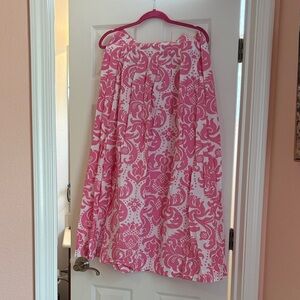 Talbots Pink and White A-Line Floral Print Skirt